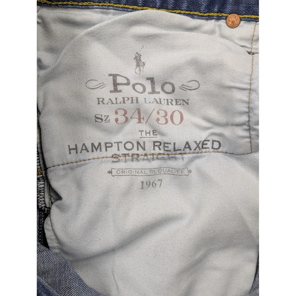 Polo Ralph Lauren Jeans Mens 34x28 Blue Hampton Relaxed Straight Stretch Denim